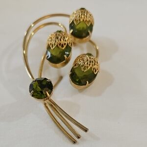 Juliana D&E for Sarah Cov Green and Gold Acorn Brooch